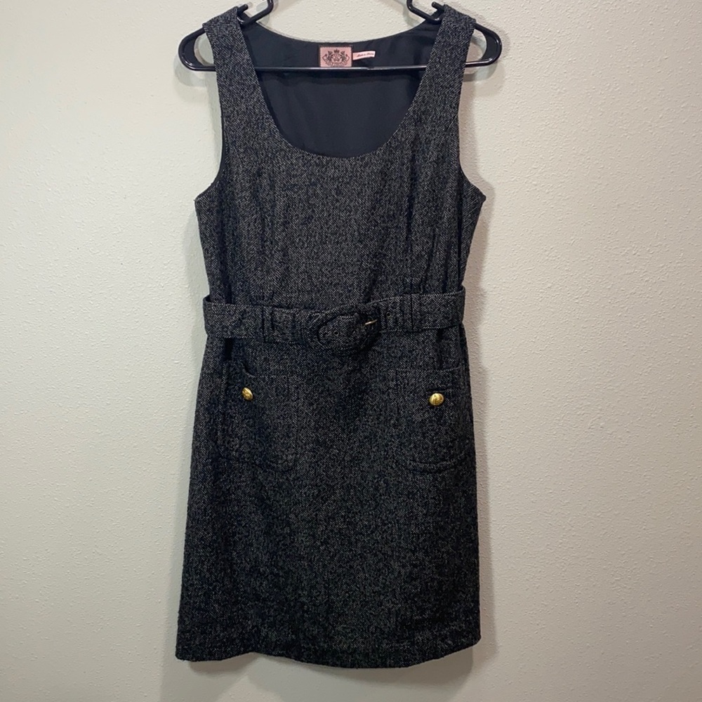 Juicy Couture tweed dress belted sleeveless